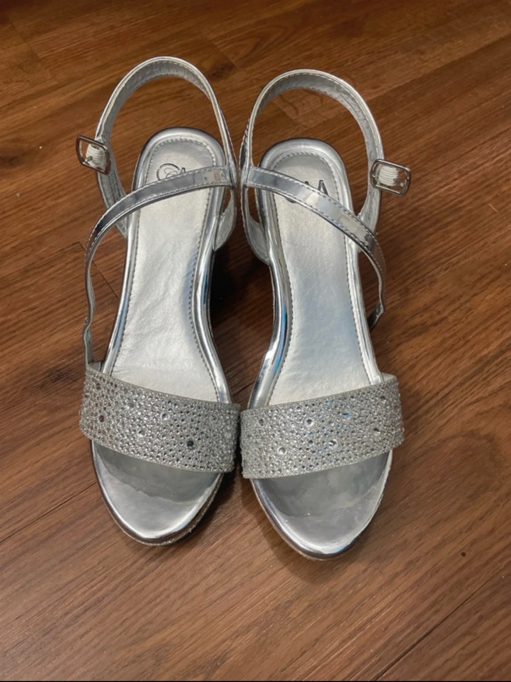 Kids Silver Rhinestone Slingback Sandals